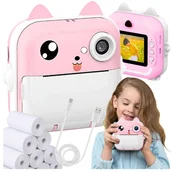 Aparaty natychmiastowe - APARAT NATYCHMIASTOWY 2.1 KAMERA DRUKARKA TERMICZNA 3W1 RÓŻ+13 ROLEK - miniaturka - grafika 1