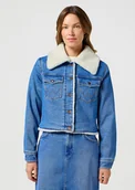 Kurtki damskie - Damska kurtka jeansowa Wrangler SHERPA JACKET M - miniaturka - grafika 1