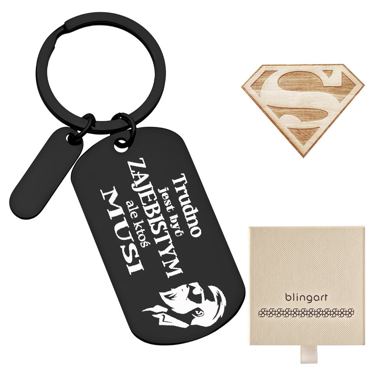 Brelok do kluczy z grawerem podłużny nieśmiertelni