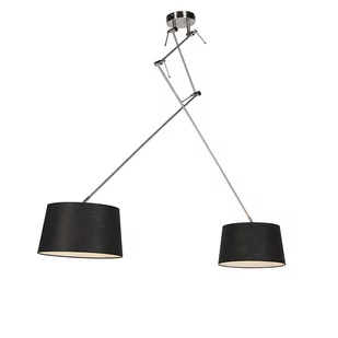 QAZQA Lampa wisząca regulowana stal klosz lniany czarny 35cm - Blitz I - Lampy sufitowe - miniaturka - grafika 1