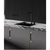 Zawiasy, okucia i inne akcesoria - 2 sztuki czarno-złotych uchwytów kuchennych ze stopu aluminium, rozstaw otworów 192 mm, ze śrubami, odpowiednie do szuflad biurowych - miniaturka - grafika 1