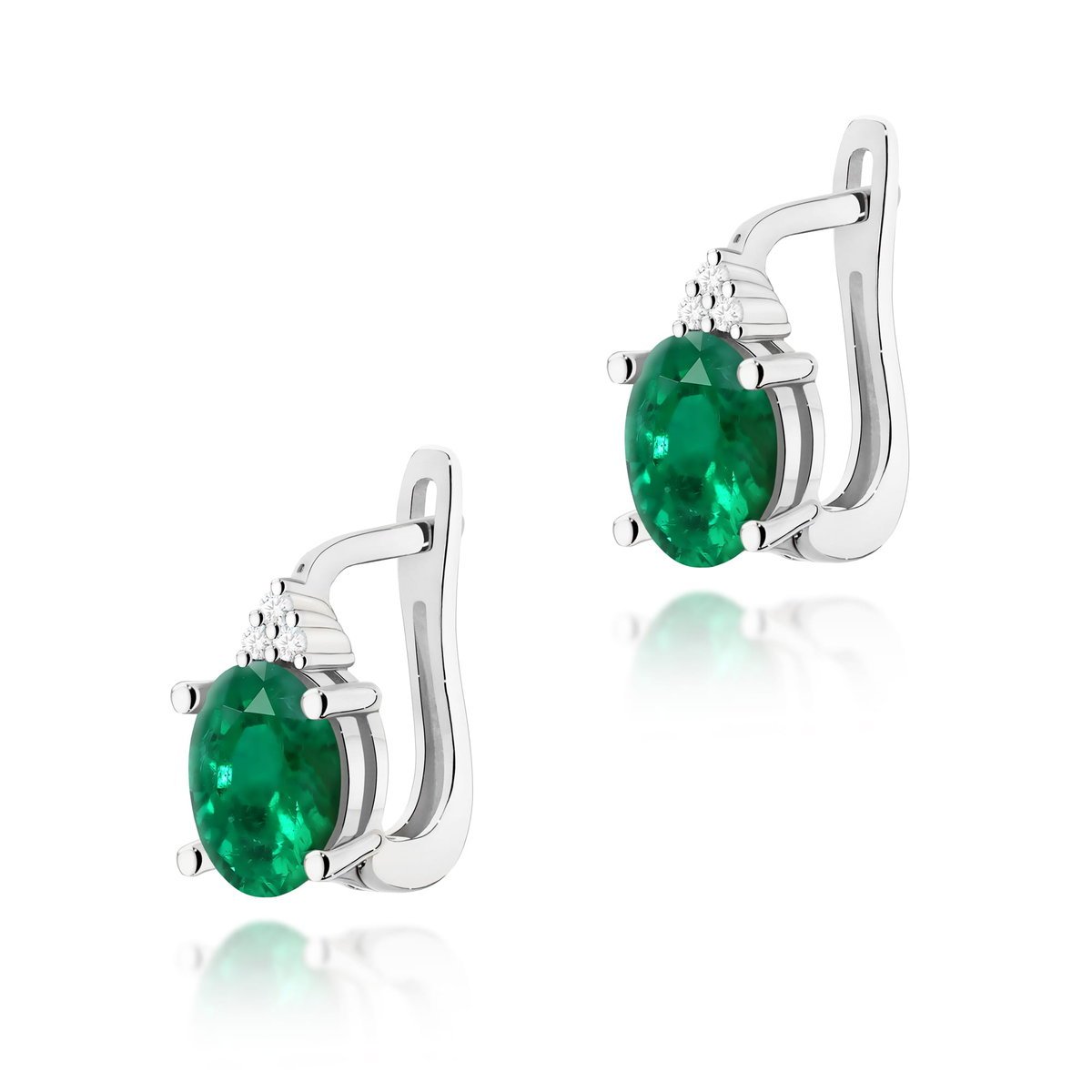 Złote kolczyki Szmaragd 2 x 0,80ct białe złoto pr. 585