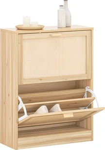 SoBuy FSR160-N Wywrotka na buty z 2 klapami Szafka na buty wąska Regał na buty z 4 półkami Regał na buty Komoda na buty Naturalna - Szafki na buty - miniaturka - grafika 1