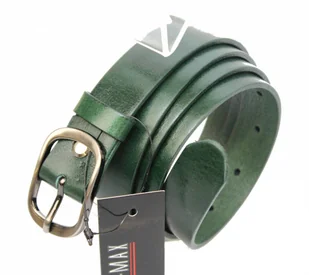 Pasek Damski Skórzany PAS-MAX (PL) Skóra Licowa EXTRA Gładki 30 mm CIEMNY ZIELONY K111 - Paski - miniaturka - grafika 2