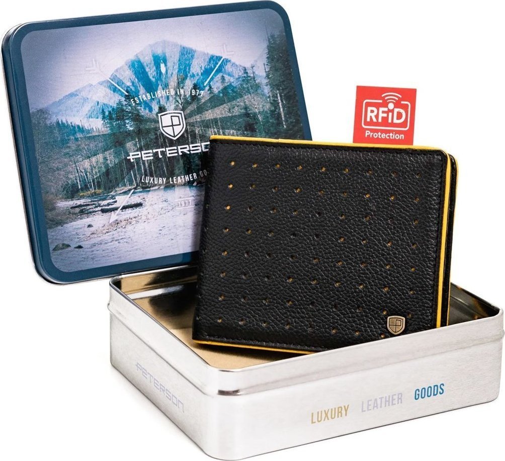 Peterson Skórzany, sportowy portfel męski z ochroną kart RFID Peterson NoSize