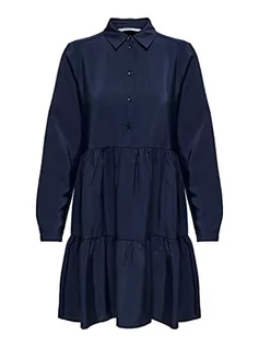 Sukienki - ONLY Damska sukienka Onlsandy Life L/S Shirt Dress Noos Ptm, niebieski (Evening Blue), XS - grafika 1
