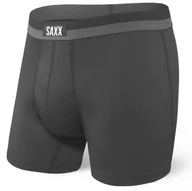Majtki męskie - Bokserki sportowe męskie z rozporkiem SAXX SPORT MESH Boxer Briefd Fly – czarne - miniaturka - grafika 1