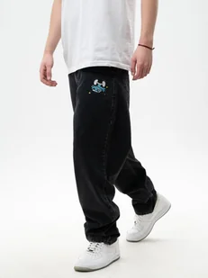 Spodnie Jeansowe Baggy Męskie Czarne Smerfy Premium Denim Szerokie L - Spodnie męskie - miniaturka - grafika 1