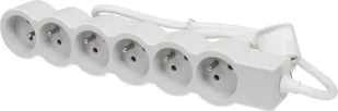 HELMO Przedłużacz standard 6x2P+Z z przewodem 3.0m 3x1.5 mm2 biały/jasnoszary 049494 - Listwy zasilające - miniaturka - grafika 1