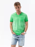 Koszulki męskie - T-shirt męski z kieszonką - zielony melanż V2 S1388 - miniaturka - grafika 1
