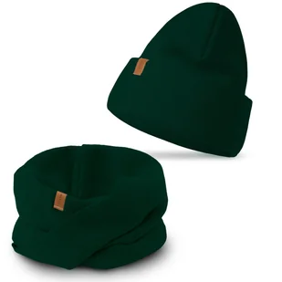Nandy Damski Komplet Zimowy Czapka Komin Kolory - Zest-Ck-20849-42-Bu-Ziel - Czapki damskie - miniaturka - grafika 1