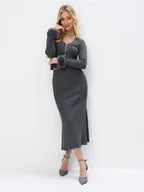 Spódnice - Mohito - Dzianinowa spódnica midi - szary - miniaturka - grafika 1