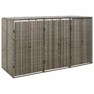 Kosze na śmieci - vidaXL Osłona na 3 kosze na śmieci, szara, 207x80x117 cm, polirattan - miniaturka - grafika 1