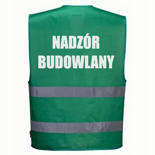 Kamizelka odblaskowa PORTWEST XXL/3XL zielona z nadrukiem NADZÓR BUDOWLANY - Odzież robocza - miniaturka - grafika 1