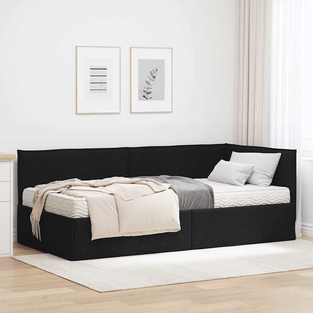 vidaXL Rama Łóżka Narożnego z Materacem 2 pcs Zielony Aksamit