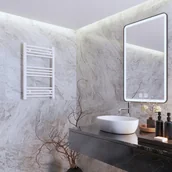 Grzejniki łazienkowe - GRZEJNIK ŁAZIENKOWY BIAŁY DRABINKOWY 50x80 cm KALORYFER MONTAŻ 180 BRENO - miniaturka - grafika 1