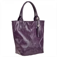 Torebki damskie - Torba worek fioletowy z miękkiej skóry bardzo lekka XL - miniaturka - grafika 1