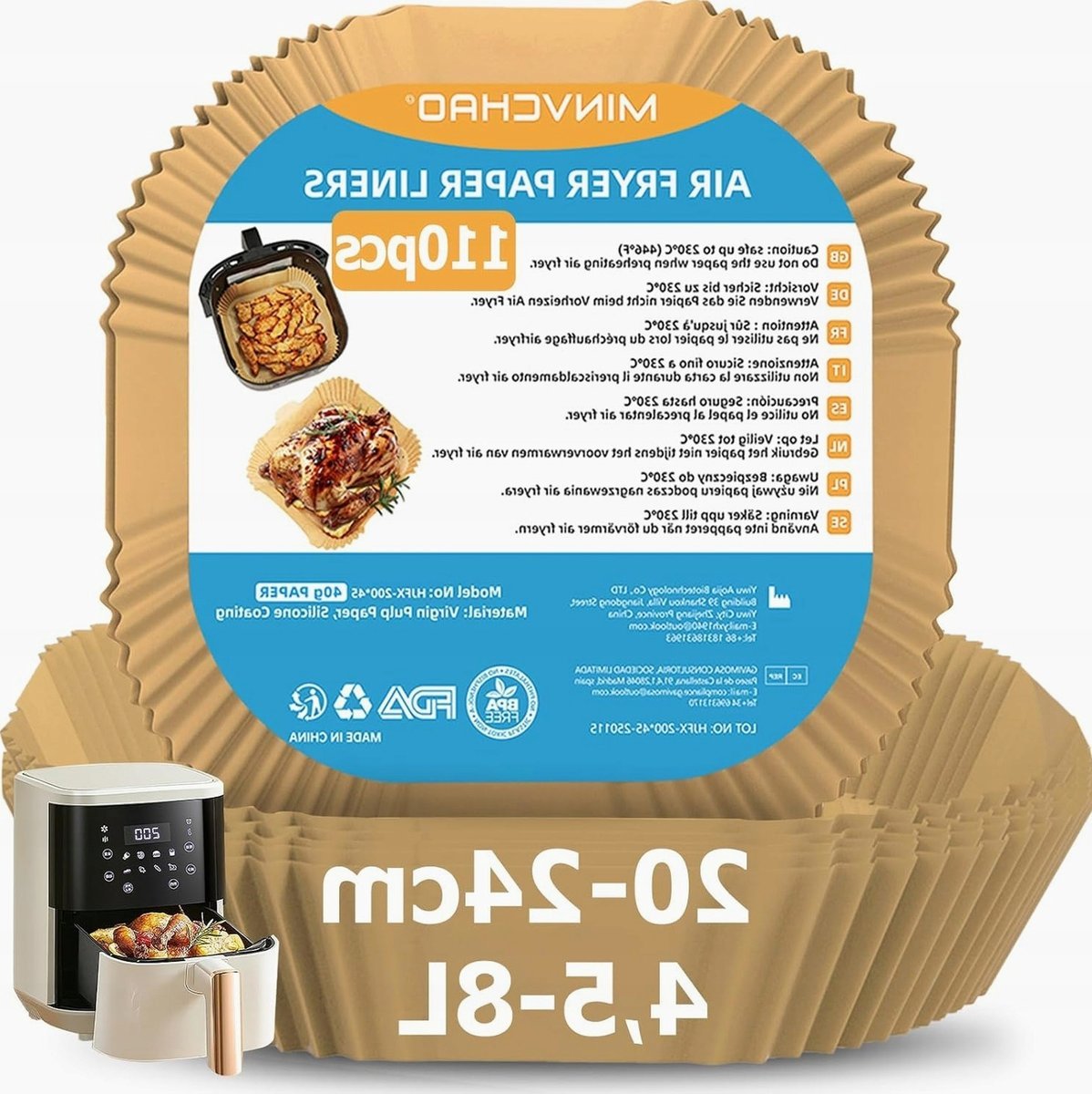 PAPIER DO PIECZENIA 110 SZTUK FRYTOWNICY POWIETRZNEJ WKŁADKA TACKA KOSZ