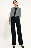 Spodnie damskie - Czarne klasyczne spodnie typu wide leg sd68, Kolor czarny, Rozmiar 36, Nife - Primodo.com - miniaturka - grafika 1