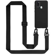 Etui i futerały do telefonów - Łańcuszek Etui Do Samsung Galaxy A21s Pokrowiec w LIQUID CZARNY Silicone TPU Obudowa Ochronny Cadorabo - miniaturka - grafika 1