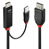 Adaptery i przejściówki - Lindy 41500 adapter kablowy 3 m HDMI + USB Type-A DisplayPort Czarny - miniaturka - grafika 1