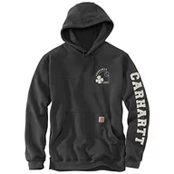 Bluzy męskie - Carhartt Męska bluza z kapturem Loose Fit Midweight Hooded Shamrock, Carbon Heather, XL - miniaturka - grafika 1