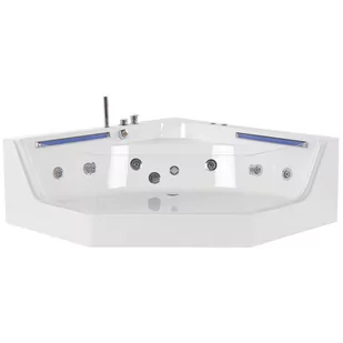 Wanna narożna LED z hydromasażem 150 x 150 cm biała CACERES - Wanny z hydromasażem - miniaturka - grafika 1