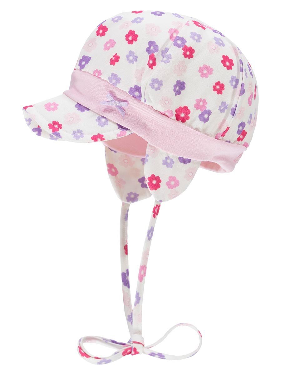 Wiązana czapka z daszkiem w kolorowe kwiaty Döll r.43