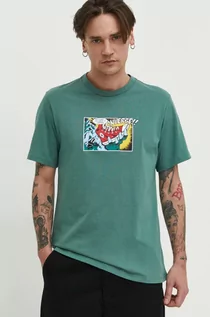Koszulki męskie - Converse t-shirt bawełniany męski kolor zielony z nadrukiem - grafika 1