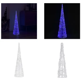 vidaXL Stożek LED akrylowa dekoracja świąteczna piramida niebieski 90 cm - stożek świetlny - stożek świetlny - stożek świetlny LED - stożek świetlny LED - Ozdoby bożonarodzeniowe - miniaturka - grafika 1