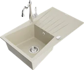 Zlewozmywaki z baterią - Mexen Cesar zlewozmywak granitowy 1-komorowy z ociekaczem i baterią kuchenną Carla, beżowy - 6514-69-670700-00 - miniaturka - grafika 1