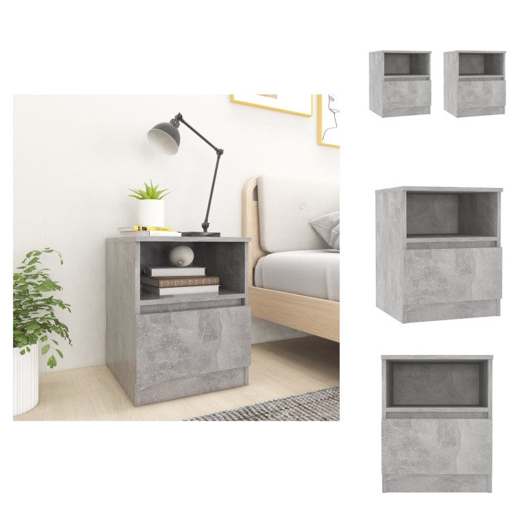 vidaXL Szafki nocne 2 szt. Betonowe szare 40x40x50 cm materiał drewnopochodny - Stoliki nocne