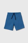 Spodnie i spodenki dla chłopców - United Colors of Benetton szorty bawełniane dziecięce kolor niebieski regulowana talia - miniaturka - grafika 1