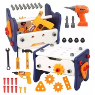 Zabawki interaktywne dla dzieci - Zestaw Skrzynka Z Narzędziami Dla Dzieci Warsztat 2W1 Stolik Wkrętarka - miniaturka - grafika 1