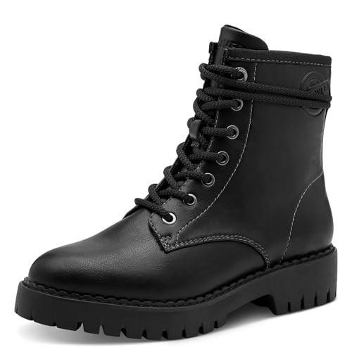 s.Oliver Damskie sztyblety Lace Boot Flat 5-25213-41, czarne, 41 EU, czarny, 41 EU