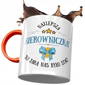 Kubki - Kubek Pomarańczowy dla Kierowniczki Prezent z Nadrukiem ze Zdjęciem + Opakowanie na prezent (wzór 02) - miniaturka - grafika 1