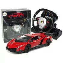 Import leantoys LEANToys Auto Zdalnie Sterowane Lamborghini Veneno Czerwony 2,4 G Pilot Kierownica Dźwięk Światła 1:24 9742 - Zabawki zdalnie sterowane - miniaturka - grafika 1