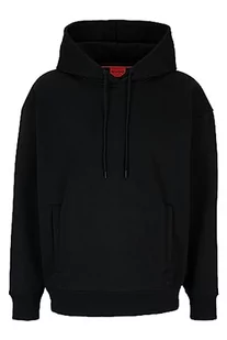 HUGO Męska bluza z kapturem Dplanet Relaxed-Fit z francuskiego Terry z logo, czarny (Black1), S - Bluzy męskie - miniaturka - grafika 1