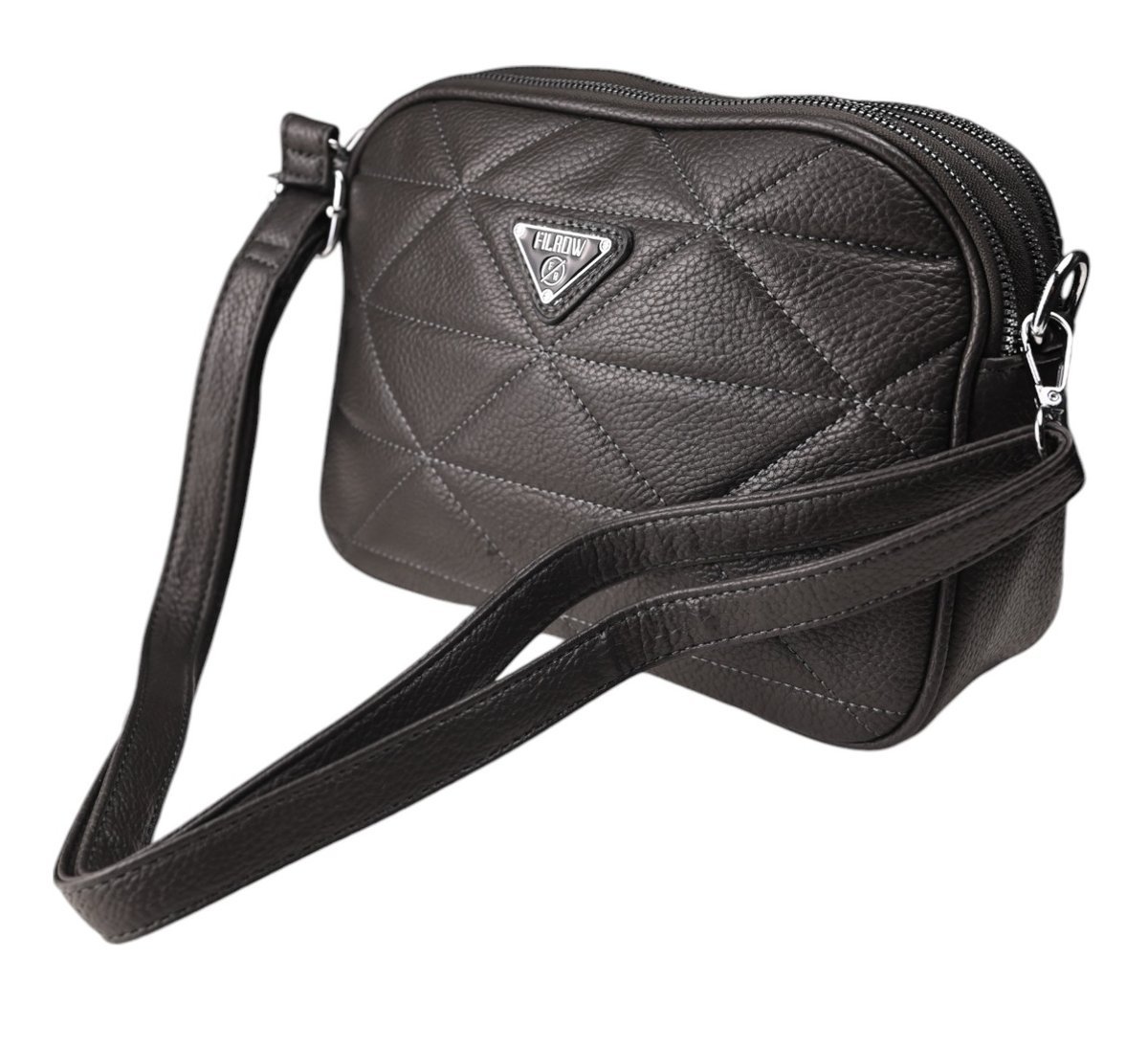 Torebka Damska A5, Pikowana Szara Mała Listonoszka Na Ramię, Kuferek Damski