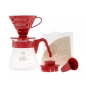 Zaparzacze i kawiarki - Hario zestaw V60 Pour Over Kit Red - drip + serwer + filtry VCSD-02R - miniaturka - grafika 1