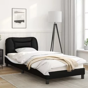 Rama łóżka z LED, czarno-biała, 90x200 cm, sztuczna skóra Lumarko! - Łóżka - miniaturka - grafika 1