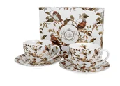 Filiżanki - Filiżanki do kawy i herbaty porcelanowe ze spodkami DUO PTASZKI 270 ml 2 szt - miniaturka - grafika 1