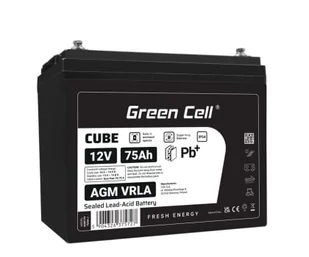Green Cell Cube AGM VRLA IP54 12V 75Ah AGM12V75AH-J / 5904326375727 - Baterie do zasilaczy awaryjnych UPS - miniaturka - grafika 1