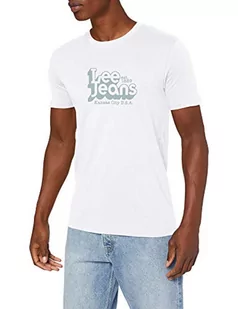 Lee Męski T-shirt, biały, S - Koszulki męskie - miniaturka - grafika 1