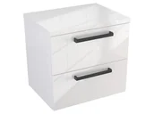 Szafki łazienkowe - Szafka Wisząca Z Blatem ATH 50 cm - Biały Wysoki Połysk - Uchwyty Czarne Matowe - miniaturka - grafika 1