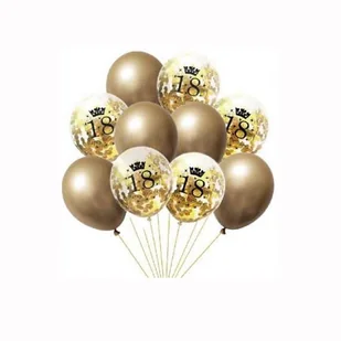BALONY NA OSIEMNASTKĘ 18-STE URODZINY ZŁOTE 10SZT - Urodziny dla dorosłych - miniaturka - grafika 1