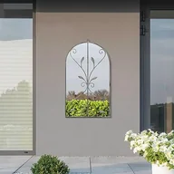 Lustra - MirrorOutlet The Arcus - nowoczesne łukowe lustro ścienne w kolorze betonu, 31 cali x 18 cali (80 cm x 46 cm) srebrne lustro szklane z czarnym spodem na każdą pogodę - miniaturka - grafika 1