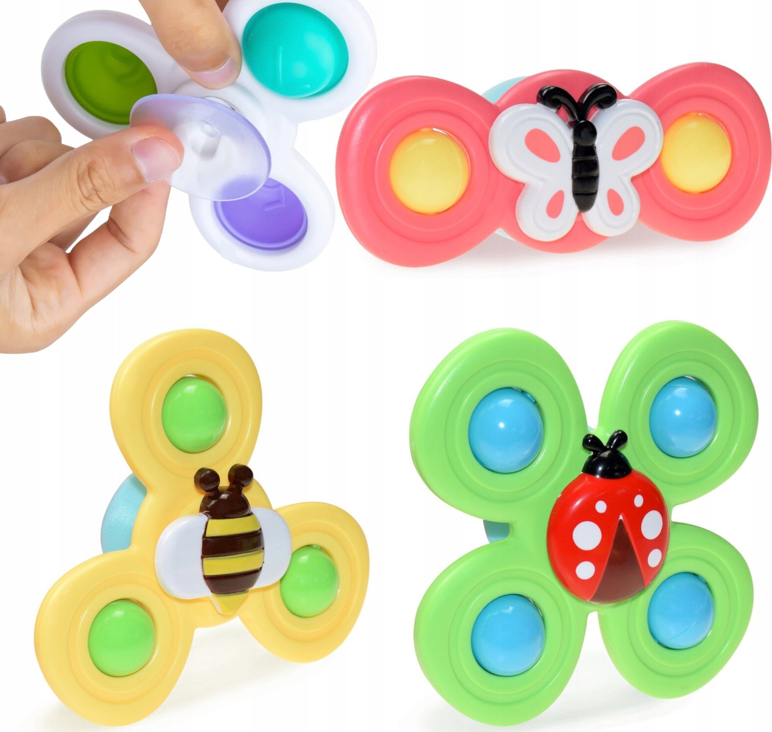 3 przyssawki sensoryczne grzechotka spinner ME-042