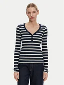 Bluzki damskie - Tommy Hilfiger Bluzka Henley WW0WW43905 Granatowy Slim Fit - miniaturka - grafika 1