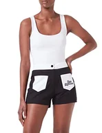 Spodenki damskie - Love Moschino Damskie szorty z wysokim stanem z bawełny i nylonu Twill z kontrastującymi kolorami, swobodne szorty, czarny biały, 46 - miniaturka - grafika 1